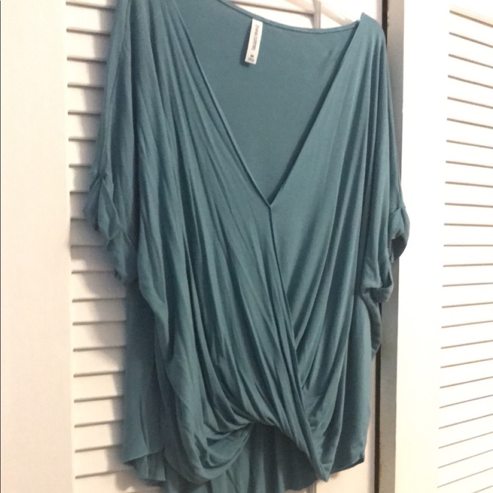 Wrap Style Blue/Teal Blouse Size 2X Zanana Outfitters